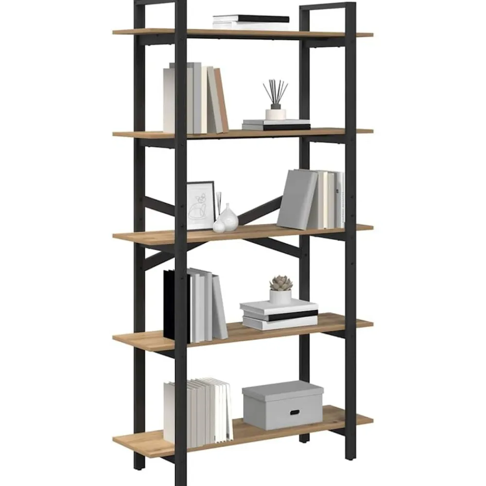 Boekenkasten & Wandplanken*vidaXL Boekenkast Artisan Eiken 100 x 33,5 x 178 cm Bewerkt hout artisanaal eikenkleurig