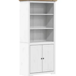 Boekenkasten & Wandplanken*vidaXL Boekenkast BODO 82x40x173 cm massief grenenhout wit en Bruin