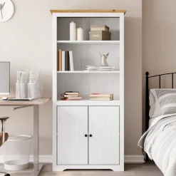 Boekenkasten & Wandplanken*vidaXL Boekenkast BODO 82x40x173 cm massief grenenhout wit en Bruin