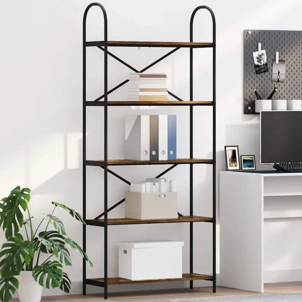 Boekenkasten & Wandplanken*vidaXL Boekenkast 80 x 30 x 183 cm Bewerkt hout Gerookt eiken