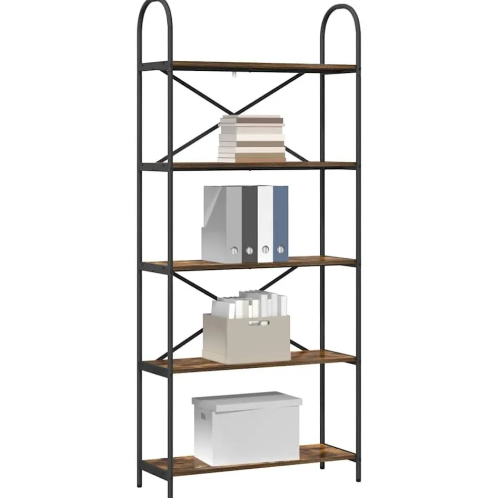 Boekenkasten & Wandplanken*vidaXL Boekenkast 80 x 30 x 183 cm Bewerkt hout Gerookt eiken