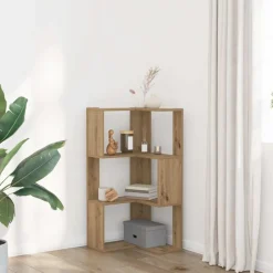 Boekenkast 3-laags hoek 50x50x102 cm hout artisanaal kleur><noscript><img width=