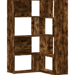 Boekenkasten & Wandplanken*vidaXL Boekenkast 4-laags hoek 85x85x140 cm bewerkt hout Gerookt eiken