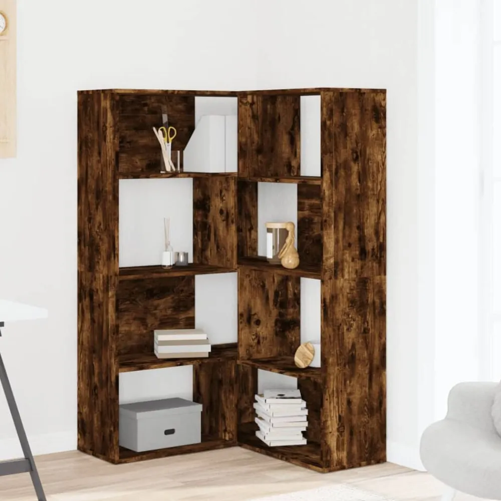 Boekenkasten & Wandplanken*vidaXL Boekenkast 4-laags hoek 85x85x140 cm bewerkt hout Gerookt eiken