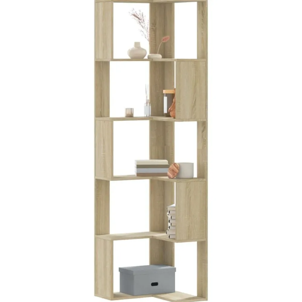 Boekenkasten & Wandplanken*vidaXL Boekenkast 5-laags hoek 50x50x179 cm bewerkt hout Sonoma eiken