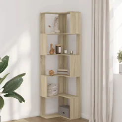 Boekenkasten & Wandplanken*vidaXL Boekenkast 5-laags hoek 50x50x179 cm bewerkt hout Sonoma eiken