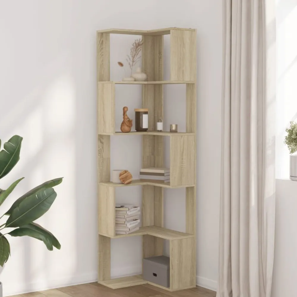 Boekenkasten & Wandplanken*vidaXL Boekenkast 5-laags hoek 50x50x179 cm bewerkt hout Sonoma eiken