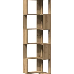 Boekenkasten & Wandplanken*vidaXL Boekenkast 5-laags hoek 50x50x179 cm hout artisanaal kleur Eiken