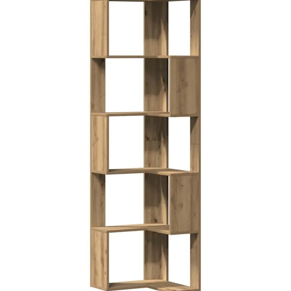 Boekenkasten & Wandplanken*vidaXL Boekenkast 5-laags hoek 50x50x179 cm hout artisanaal kleur Eiken