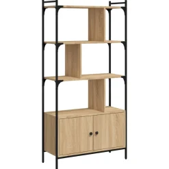Boekenkasten & Wandplanken*vidaXL Boekenkast met deuren 76,5x30x154,5 cm bewerkt hout Sonoma eiken