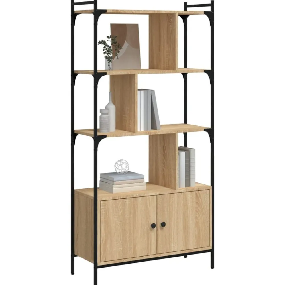 Boekenkasten & Wandplanken*vidaXL Boekenkast met deuren 76,5x30x154,5 cm bewerkt hout Sonoma eiken