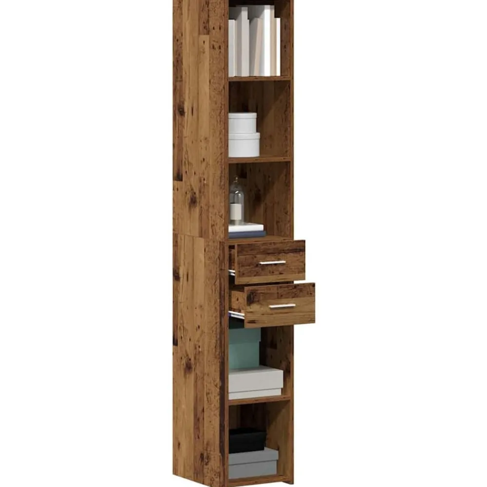 Boekenkast met lade Oudhout 30 x 42.4 x 185.2 cm>vidaXL Discount