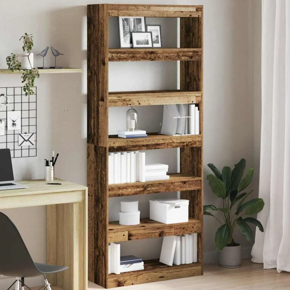 Boekenkasten & Wandplanken*vidaXL Boekenkast met plank Oudhout 80 x 30 x 198 cm Bewerkt hout Oud hout