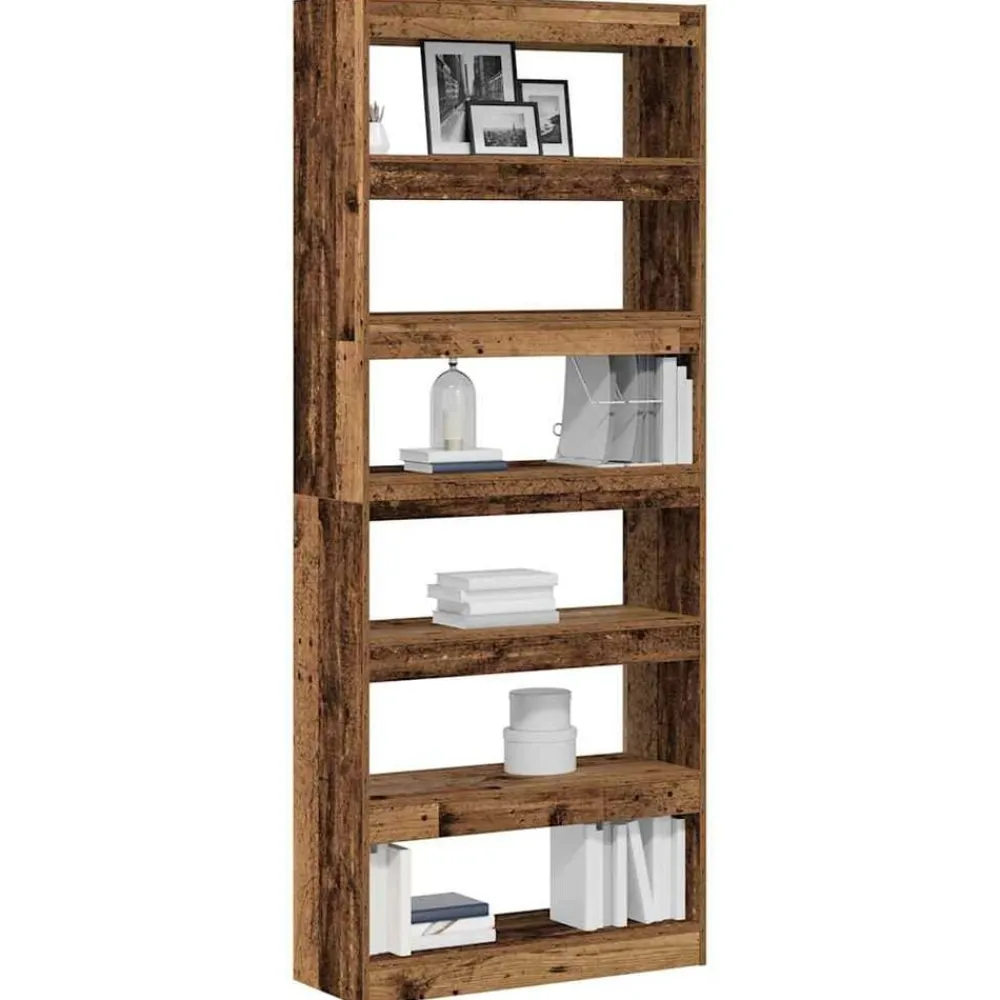 Boekenkasten & Wandplanken*vidaXL Boekenkast met plank Oudhout 80 x 30 x 198 cm Bewerkt hout Oud hout