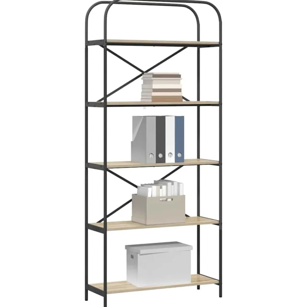 Boekenkasten & Wandplanken*vidaXL Boekenkast 80 x 30 x 183 cm Bewerkt hout Sonoma eiken