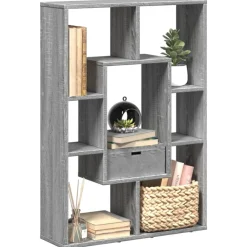 Boekenkasten & Wandplanken*vidaXL Boekenkast 63x20x90 cm bewerkt hout eikenkleurig Grijs sonoma
