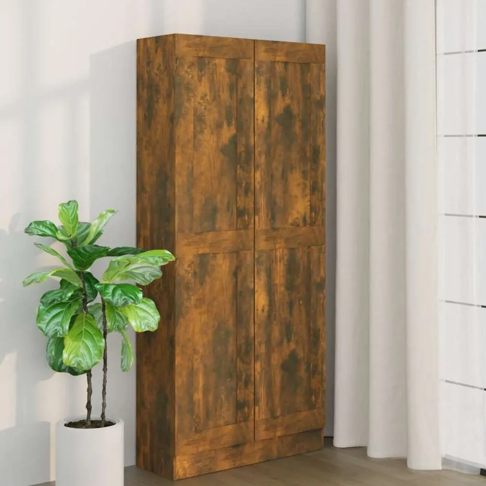 Boekenkasten & Wandplanken*vidaXL Boekenkast 82,5x30,5x185,5 cm bewerkt hout kleurig Gerookt eiken
