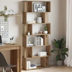 Boekenkasten & Wandplanken*vidaXL Boekenkast 80x24x192 cm bewerkt hout artisanaal eikenkleur artisanaal eikenkleurig