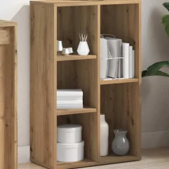 Boekenkast 50x25x80 cm bewerkt hout artisanaal eikenkleur><noscript><img width=