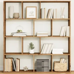 Boekenkast 132x29x141,5 cm bewerkt hout artisanaal eikenkleur>vidaXL Sale