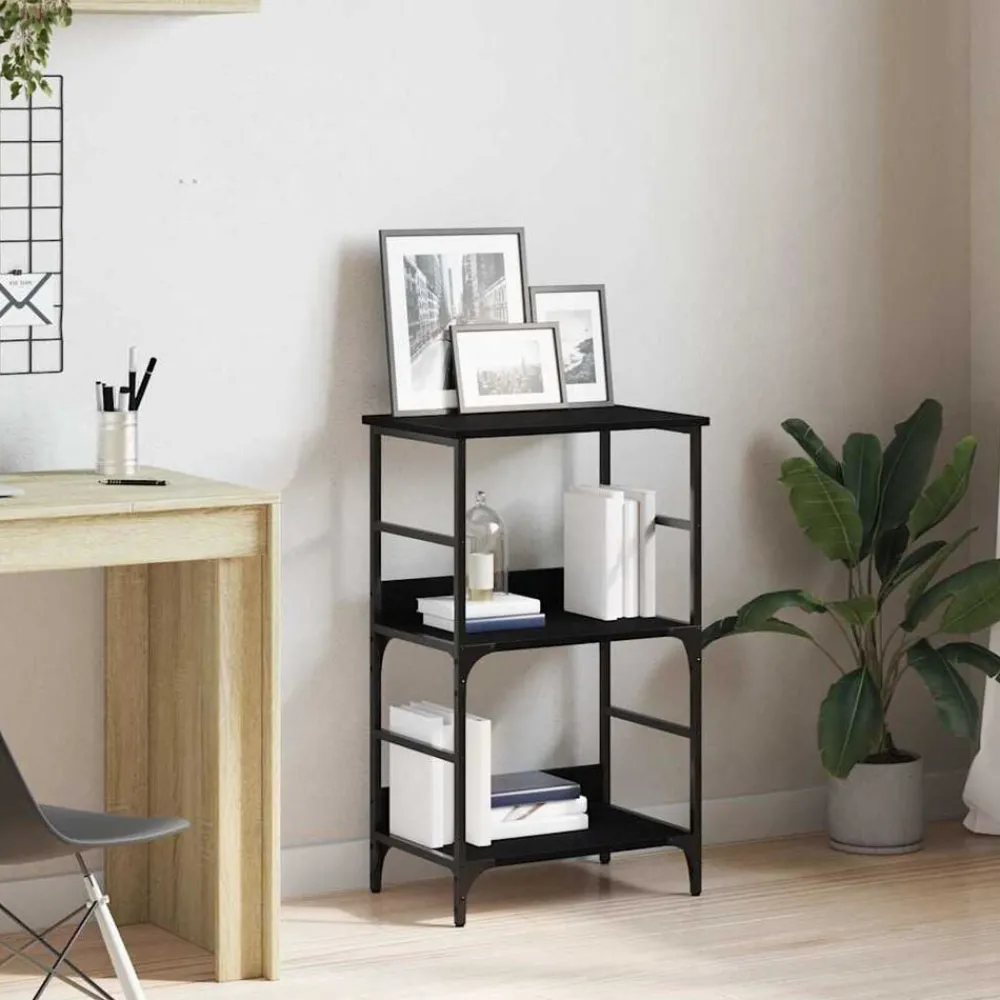 Boekenkast Zwart Eiken 50 x 33 x 82 cm Bewerkt hout>vidaXL Best