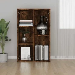 Boekenkasten & Wandplanken*vidaXL Boekenkast/dressoir 50x25x80 cm bewerkt hout kleur Gerookt eiken
