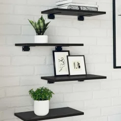 Boekenkasten & Wandplanken*vidaXL Boekenplank Bord 4 pcs Zwart 40 x 20 x 1,5 cm Bewerkt hout Zwarte eik