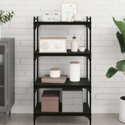 Boekenkasten & Wandplanken*vidaXL Boekenplank Bord 4 pcs Zwart 60 x 40 x 1,5 cm Bewerkt hout Zwarte eik