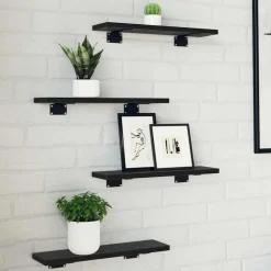 Boekenplank Bord 4 pcs Zwart 40 x 10 x 1,5 cm Bewerkt hout>vidaXL Discount