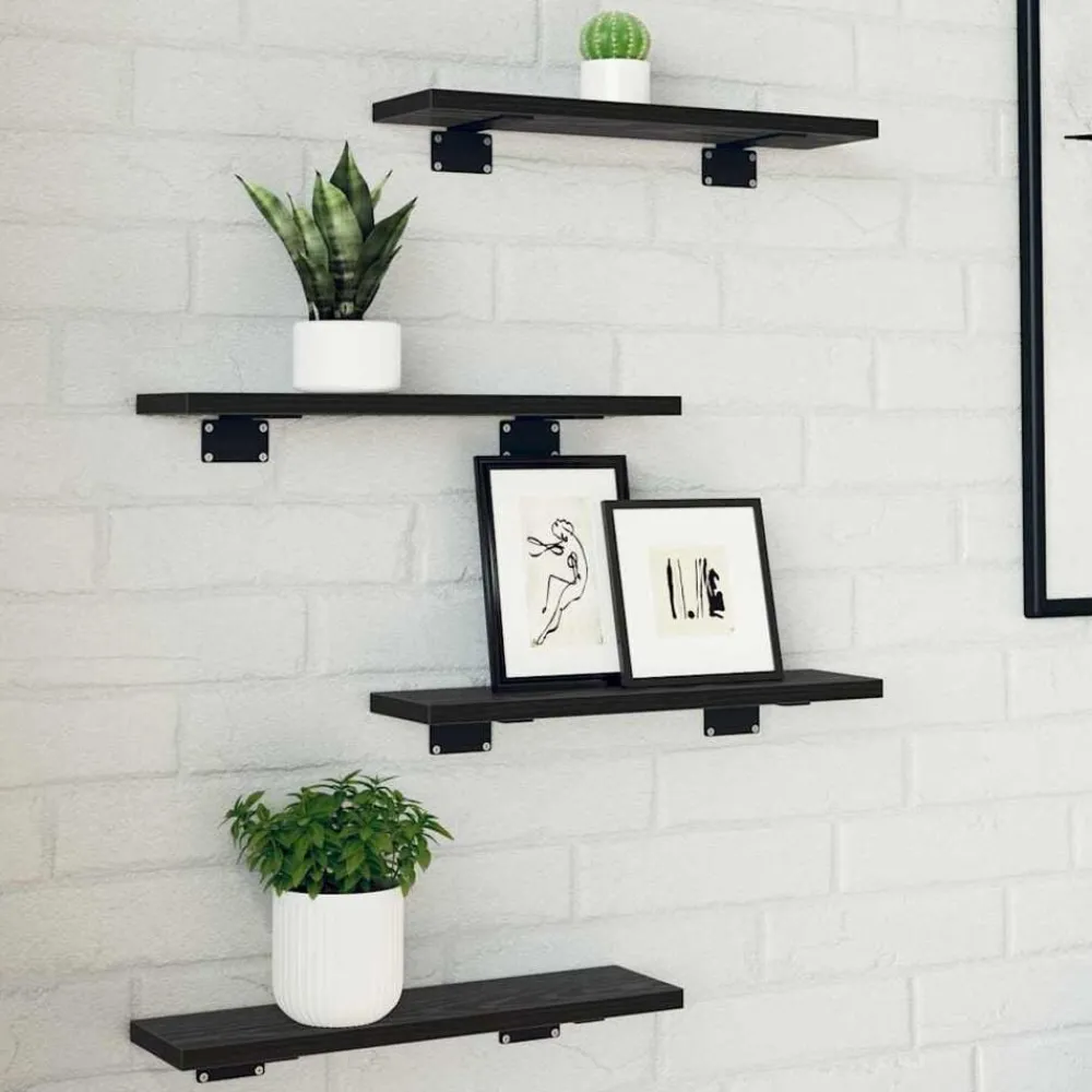 Boekenplank Bord 4 pcs Zwart 40 x 10 x 1,5 cm Bewerkt hout>vidaXL Discount