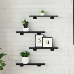 Boekenplank Bord 4 pcs Zwart 40 x 10 x 1,5 cm Bewerkt hout><noscript><img width=