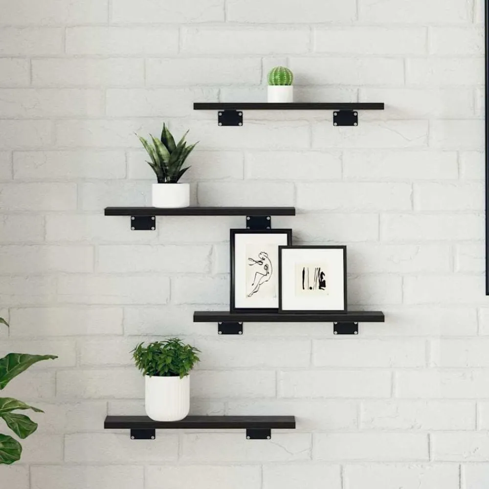 Boekenplank Bord 4 pcs Zwart 40 x 10 x 1,5 cm Bewerkt hout>vidaXL Discount
