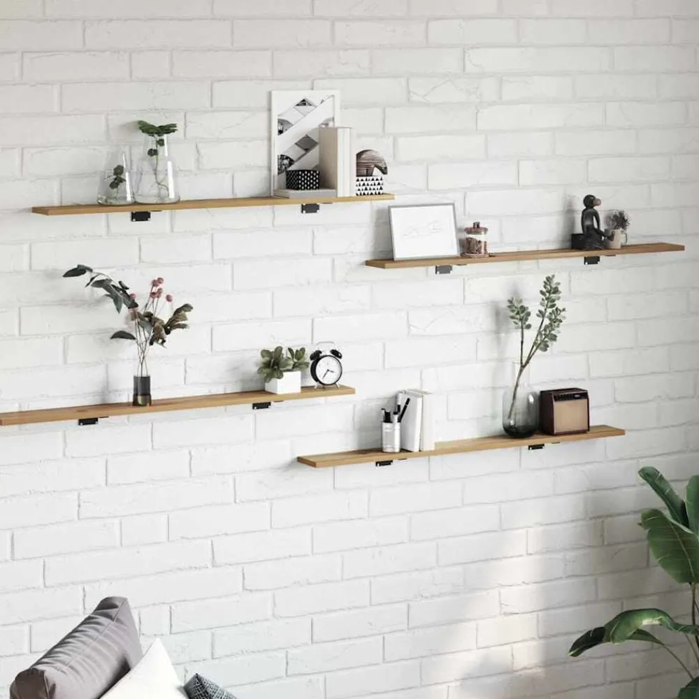 Boekenkasten & Wandplanken*vidaXL Boekenplank Bord 4 pcs Bruin 100 x 10 x 1,5 cm Bewerkt hout Artisan eik