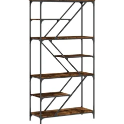 Boekenkasten & Wandplanken*vidaXL Boekenrek 91x36x176 cm bewerkt hout en staal kleur Gerookt eiken