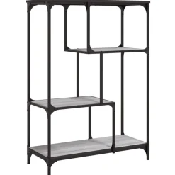 Boekenkasten & Wandplanken*vidaXL Boekenrek 81x36x115 cm bewerkt hout en staal Grijs sonoma