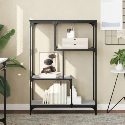 Boekenkasten & Wandplanken*vidaXL Boekenrek 81x36x115 cm bewerkt hout en staal Grijs sonoma