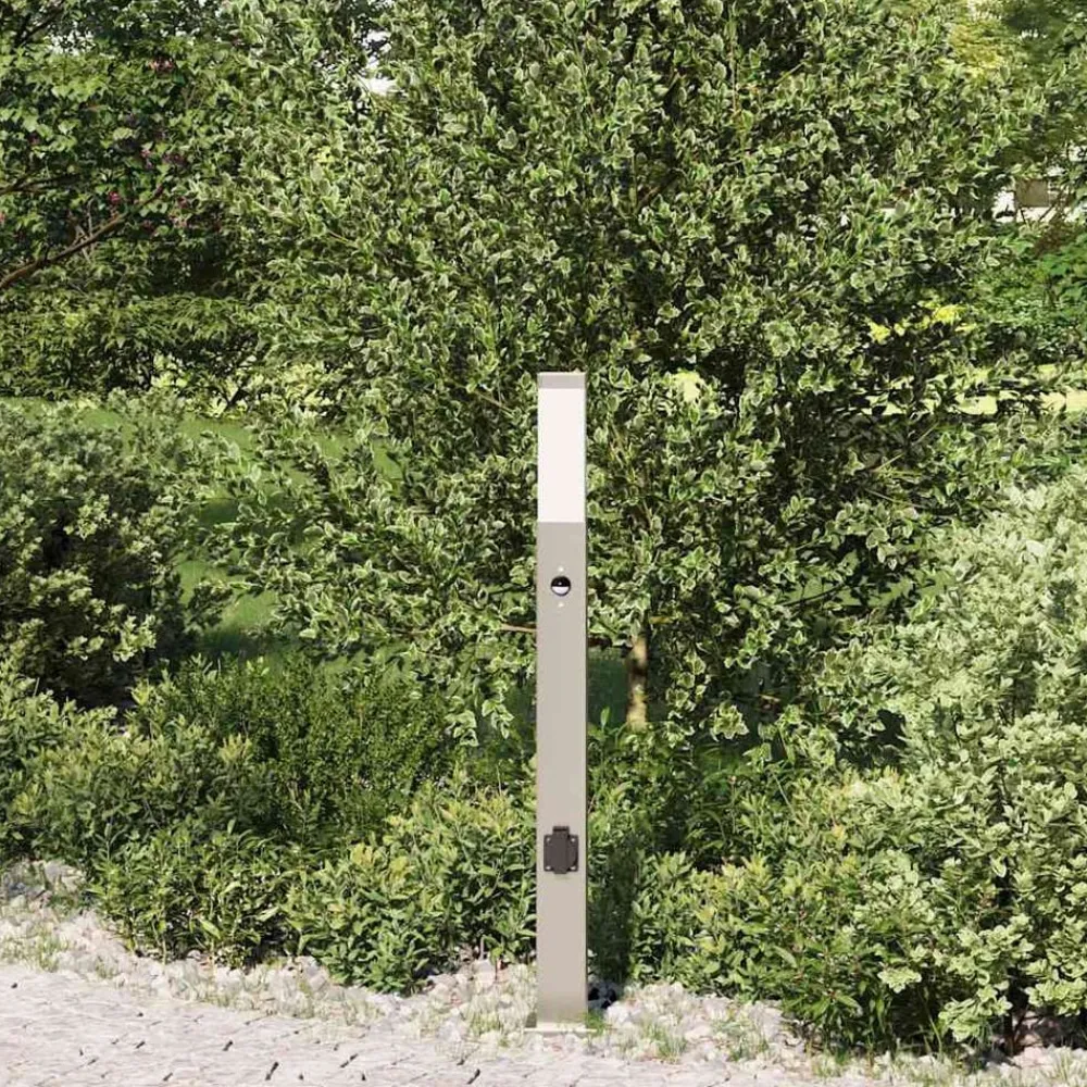Verlichting*vidaXL Bolderarmatuur met sensor en stopcontact 80 cm roestvrij staal IP44