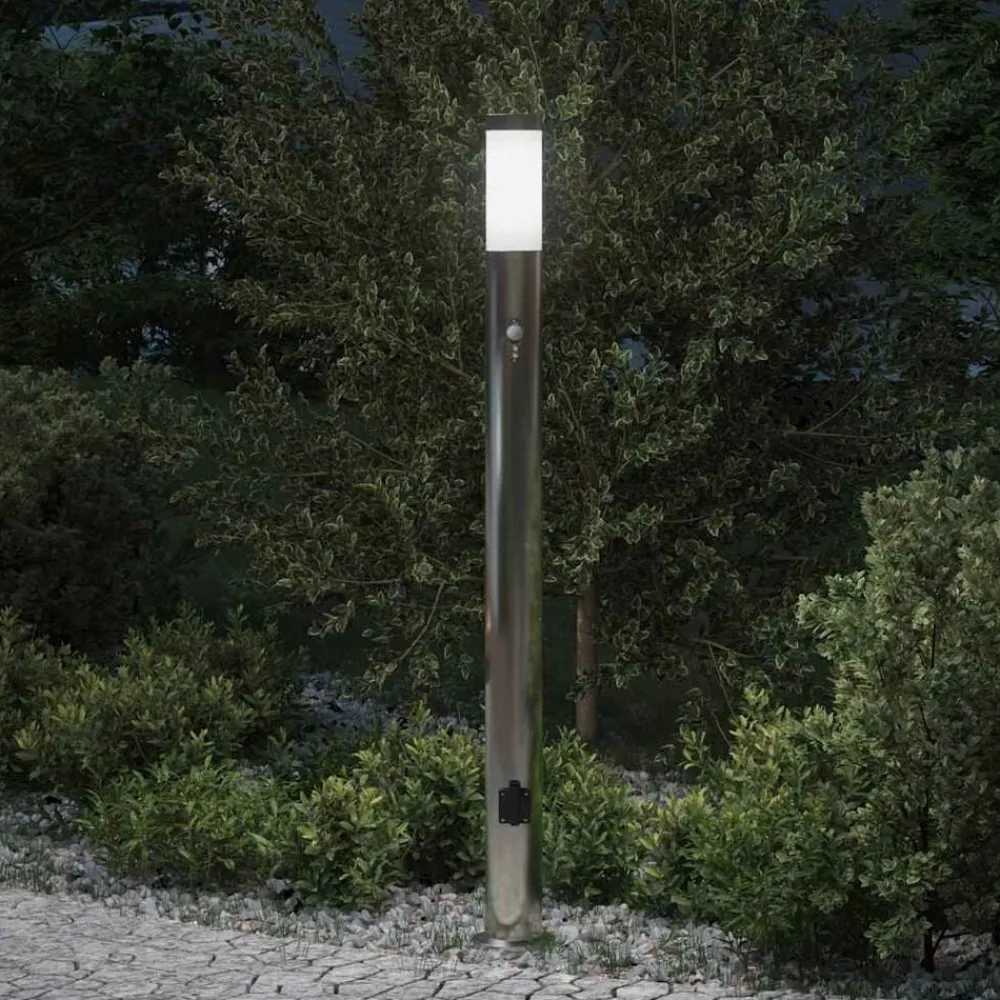 Bolderarmatuur met sensor en stopcontact 110 cm roestvrij staal IP44>vidaXL