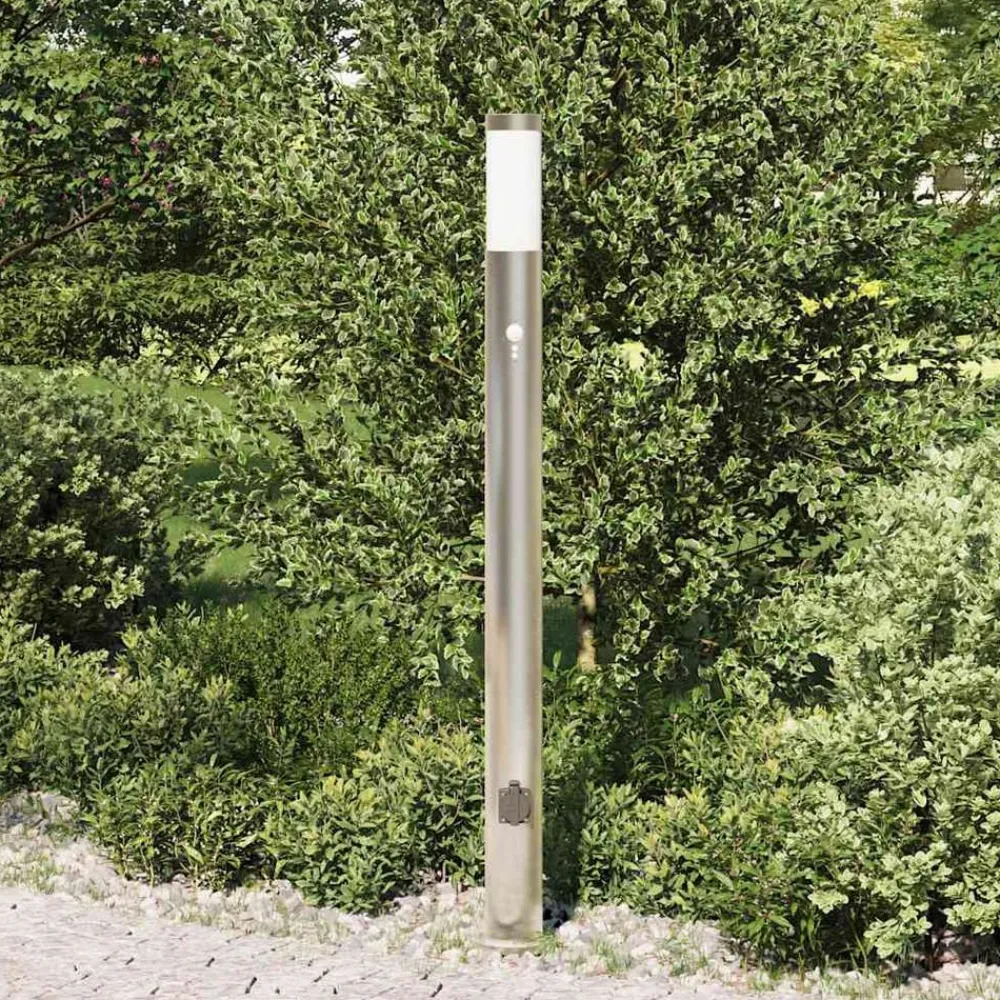 Bolderarmatuur met sensor en stopcontact 110 cm roestvrij staal IP44>vidaXL