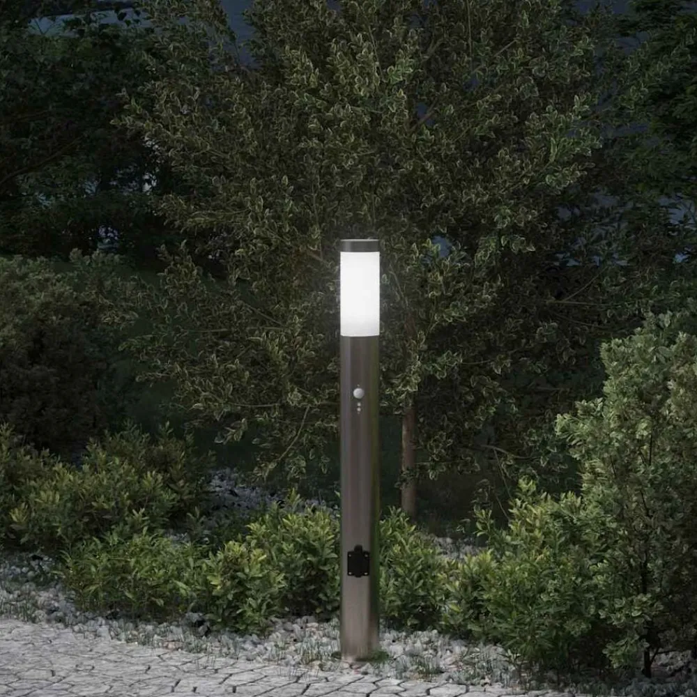 Bolderarmatuur met sensor en stopcontact 80 cm roestvrij staal IP44>vidaXL Clearance