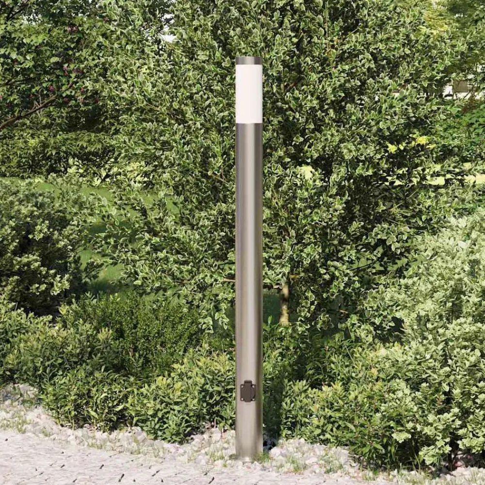 Verlichting*vidaXL Bolderarmatuur met stopcontact 110 cm RVS IP44