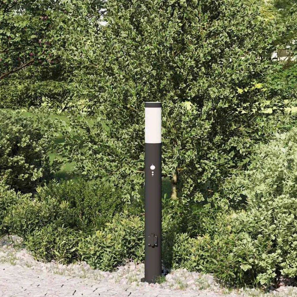 Bolderarmatuur met sensor en stopcontact 80 cm roestvrij staal IP44>vidaXL Online