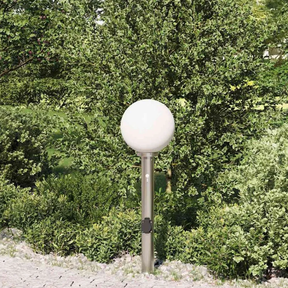 Verlichting*vidaXL Bolderarmatuur met sensor en stopcontact 80 cm roestvrij staal IP44