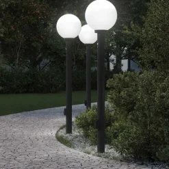 Verlichting*vidaXL Bolderverlichting met sensor en stopcontact 3 stuks 120 cm zwart IP44