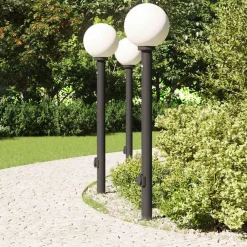 Verlichting*vidaXL Bolderverlichting met sensor en stopcontact 3 stuks 120 cm zwart IP44
