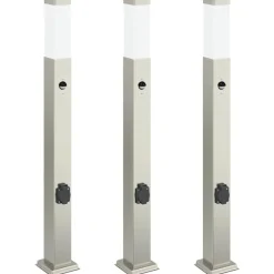 Verlichting*vidaXL Bolderverlichting met sensor en stopcontact 3 stuks 80 cm roestvrij staal IP44