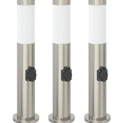Bolderverlichting met stopcontact 3 stuks 50 cm roestvrij staal IP44>vidaXL
