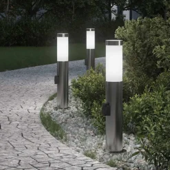 Bolderverlichting met stopcontact 3 stuks 50 cm roestvrij staal IP44>vidaXL