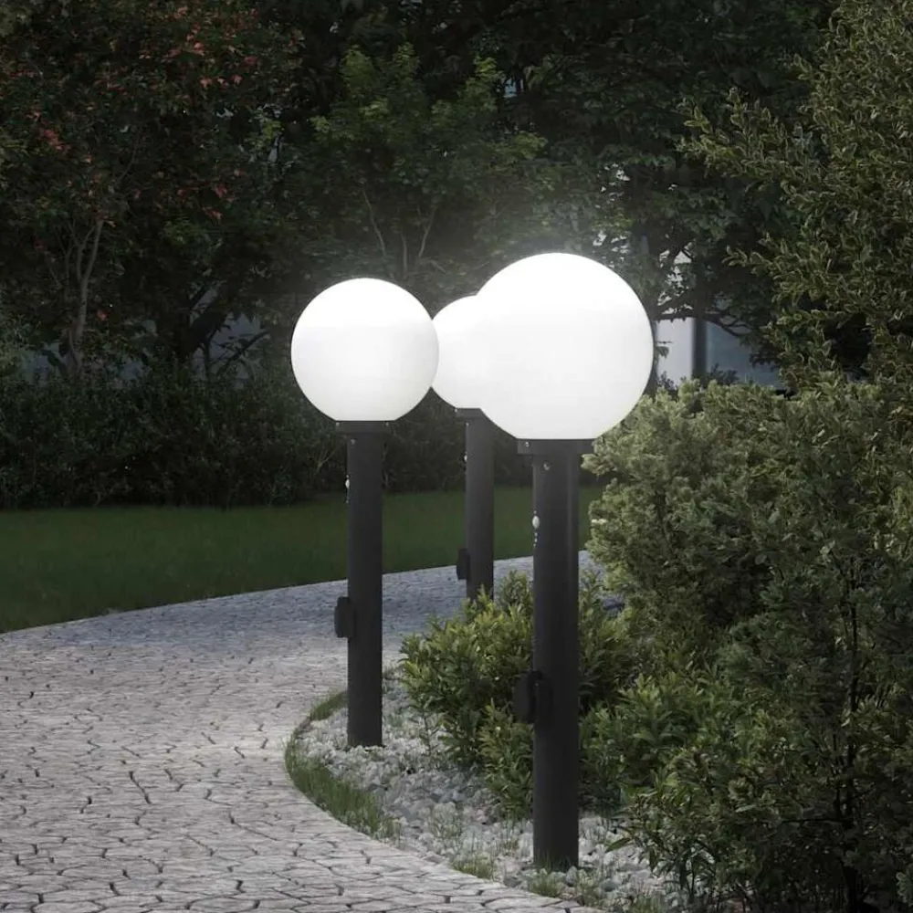 Bolderverlichting met sensor en stopcontact 3 stuks 80 cm zwart IP44>vidaXL Outlet