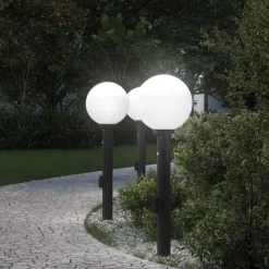 Bolderverlichting met sensor en stopcontact 3 stuks 80 cm zwart IP44>vidaXL Outlet